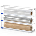 FUKANG 3 In 1 Acrylic Aluminum Foil, Plastic Wrap Organizer with Cutter