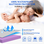 Sufdari Mattress Protector,Waterproof Mattress Cover Queen,18' Deep Pocket Mattress Protector,Fitted Sheet Style With Elastic Rubber Band,Washable And Easy Care-Purple,Queen