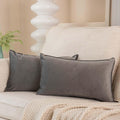 Juspurbet Grey Decorative Lumbar Velvet Throw Pillow Covers 12X20 Inch Set Of 2,Broadside Soft Cushion Case With Invisible Zippe