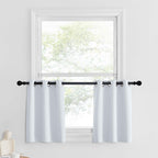Nicetown Greyish White Tiers Room Darkening Valances - Energy Efficient Kitchen Grommet-Top Kitchen Curtain Panels For Short Windows (2-Pack, W42 X L18 Inches, Platinum-Greyish White)