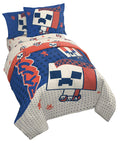 Jay Franco Minecraft Creeper Full Size Comforter Set - 7 Piece Bedding Includes Sheet Set & Pillow Covers - Super Soft Red & Blu