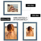 Golden State Art, 9X12 Picture Frame With Mat For 6X8 - High Definition Glass Wall Mounting Horizontal Vertical Display (Blue, 1