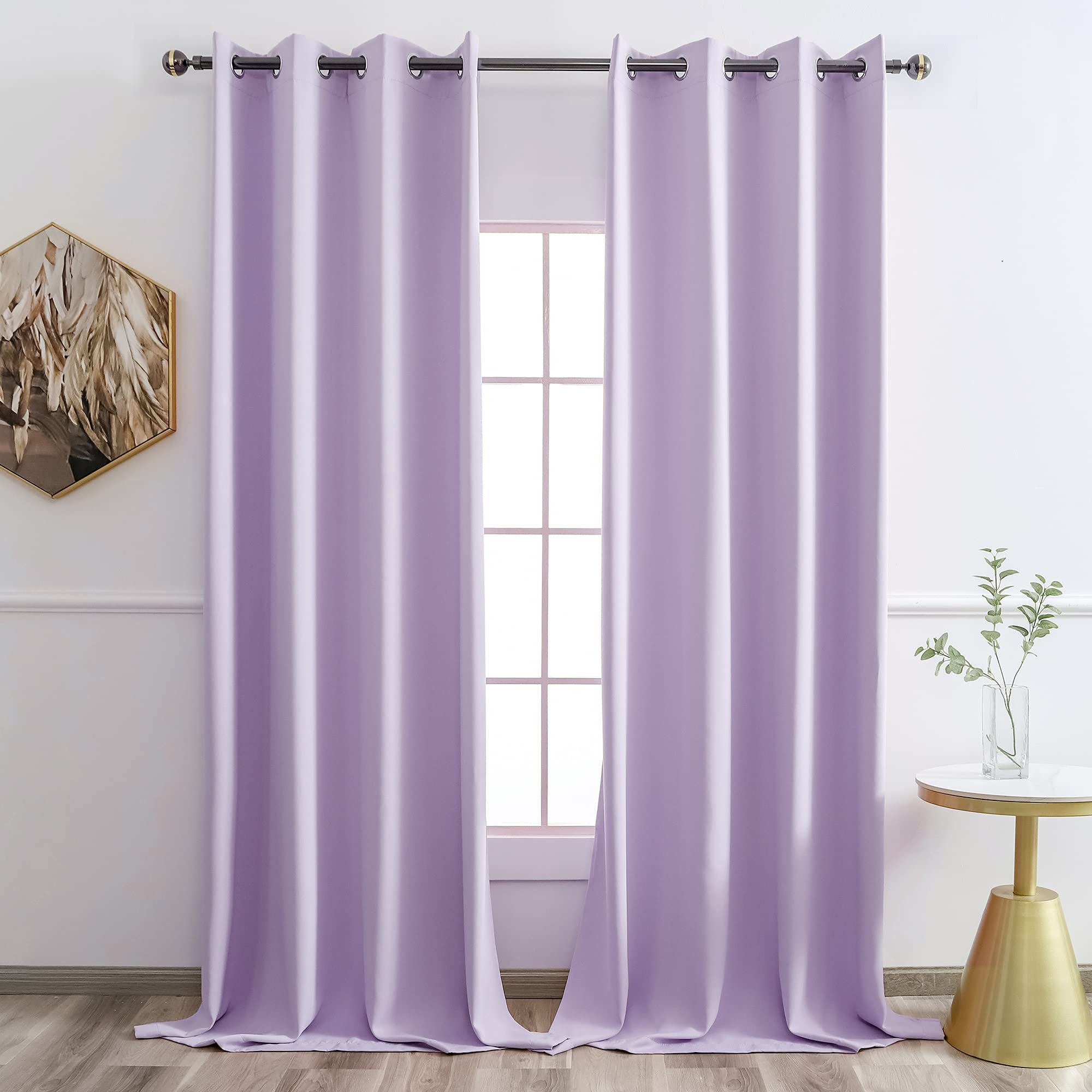 Ygo Decoration Window Curtains 52 X 95 Inch Lilac Thermal Curtain Drapes With Grommet Top Insulated Light Block Blinds For Baby