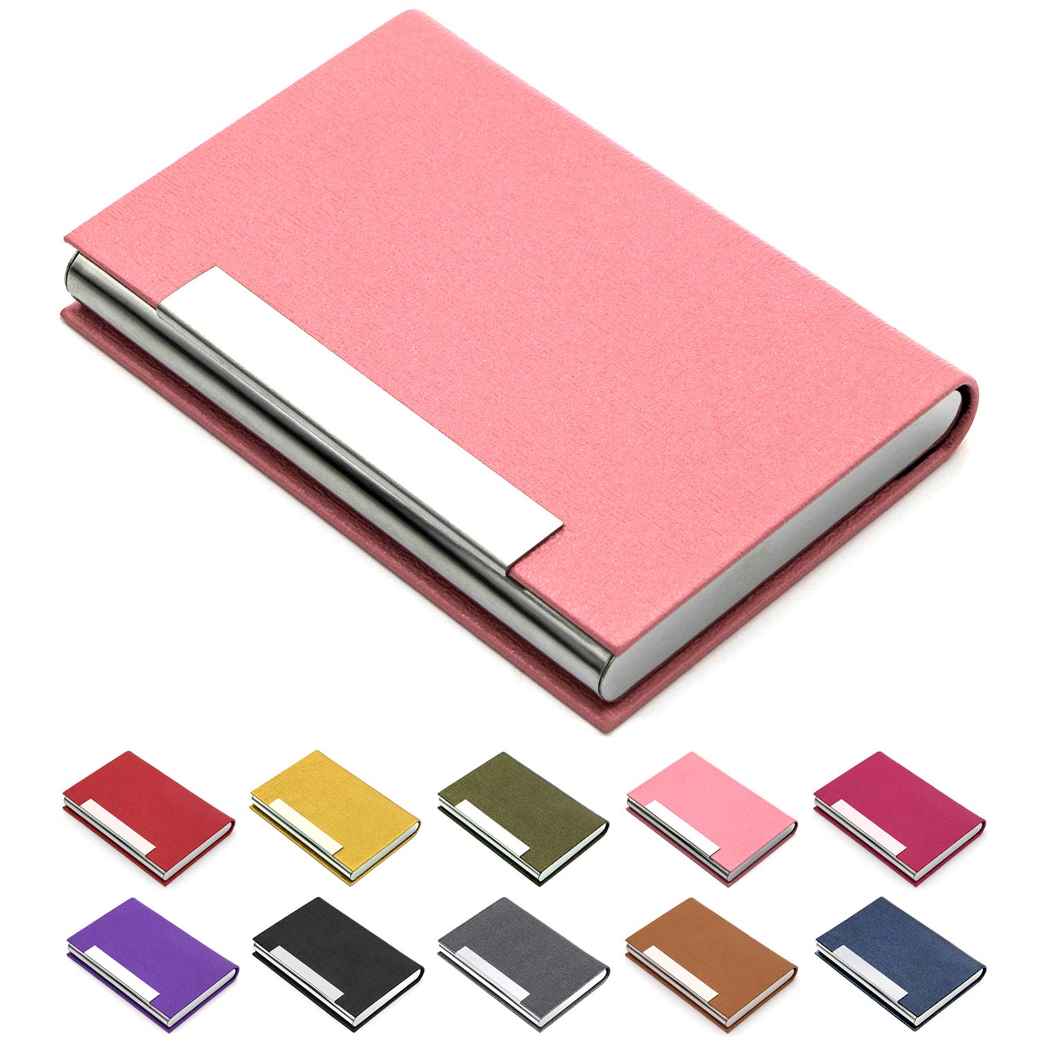 Padike Business Card Holder, Professional Pu Leather & Stainless Steel Multi Card Case,Business Card Holder Wallet Credit Card I