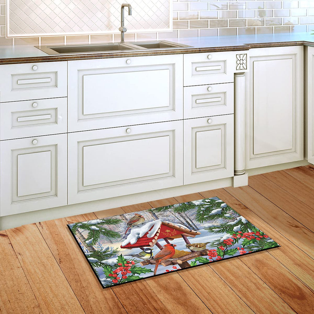Briarwood Lane Gathered Together Winter Doormat Cardinals Birdfeeder Indoor Outdoor 30' X 18'