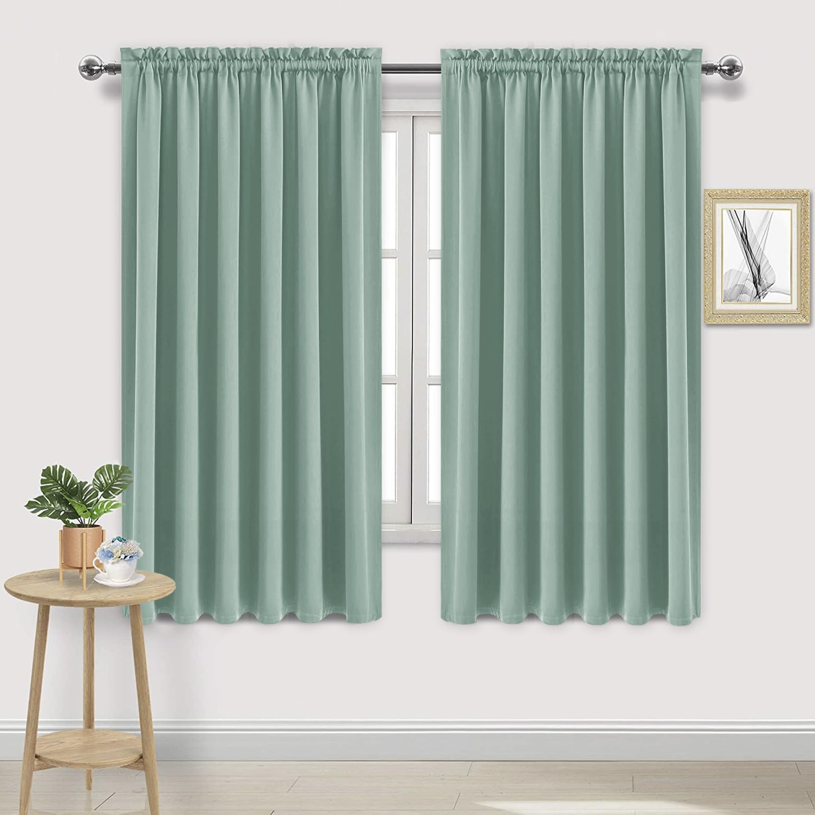 Dwcn Blackout Curtains For Living Room Thermal Insulated, Energy Saving & Noise Reducing Bedroom Curtains, Sage Green, W 70X L 7