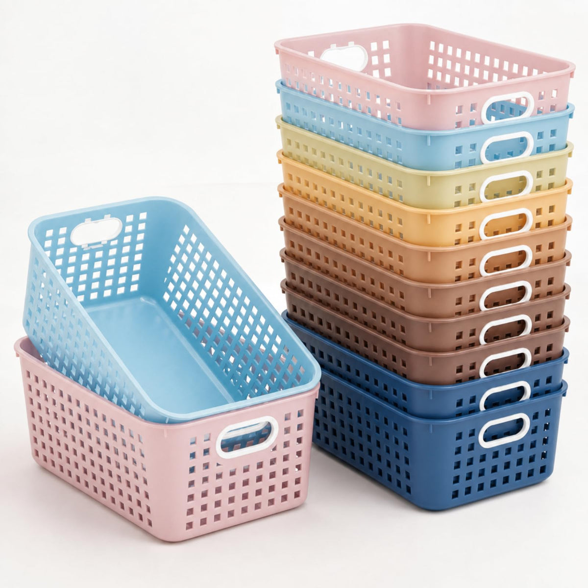 Geetery 12 Pcs Classroom Storage Baskets 11 x 7 Plastic Bins,Boho