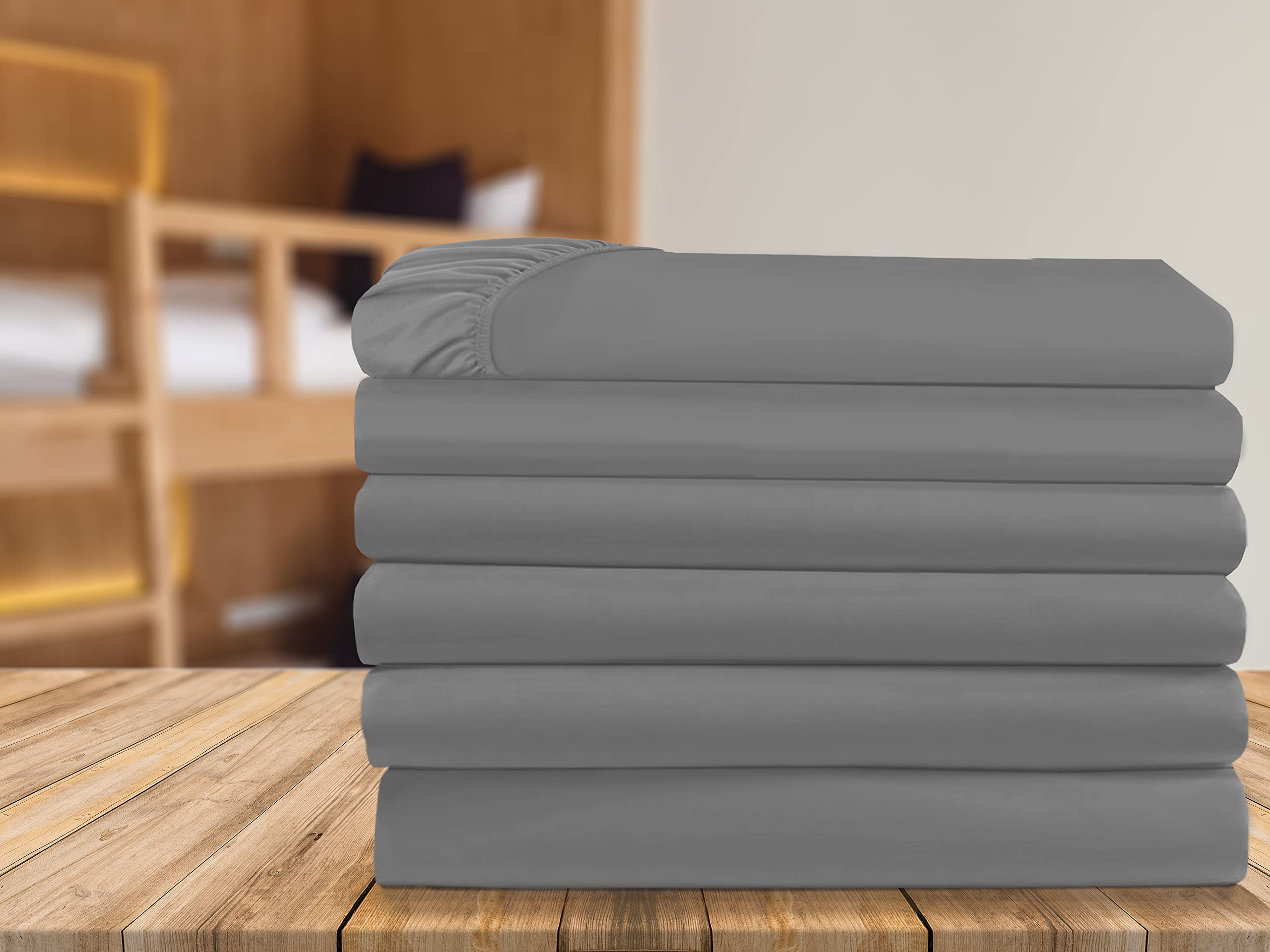 Elegant Comfort 6-Pack Fitted Bottom Sheets 1500 Thread Count Premium Hotel Quality, Deep Pocket, Wrinkle-Free, Stain And Fade R