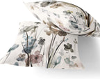Qesonoo Flower Throw Pillow Covers 16X16 Set Of 2, Flowers Pillow Cushion Cases,Decorative Square Pillowcases For Sofa Couch Bed