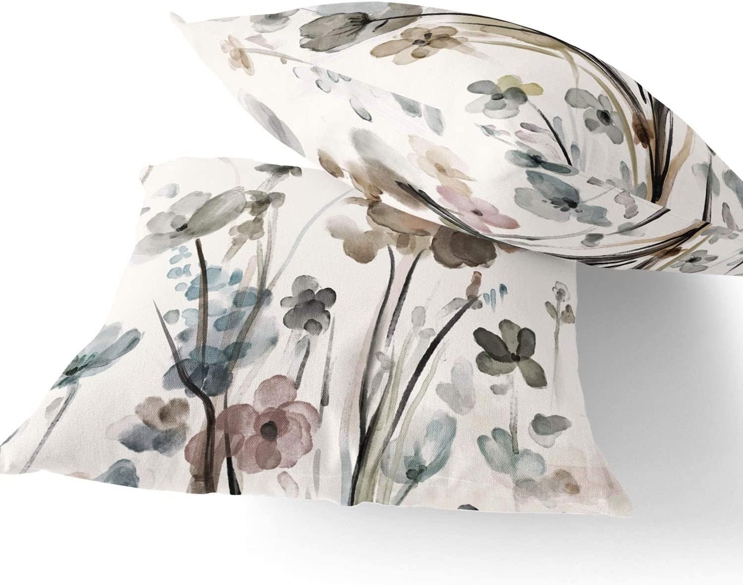 Qesonoo Flower Throw Pillow Covers 16X16 Set Of 2, Flowers Pillow Cushion Cases,Decorative Square Pillowcases For Sofa Couch Bed