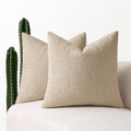 Miulee 24X24 Inch Decorative Pillow Covers For Couch Bed Set Of 2 Textured Boucle Neutral Throw Pillows Neutral Accent Solid Euro Cushion Pillowcase Cozy Soft Chair Sofa Livingroom Home Decor