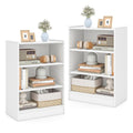 Giantex 3-Cube Bookcase of 2 White, 3-Tier Modern White Open Bookshelf with Adjustable Shelves, Anti-tipping Device, Small Wood 