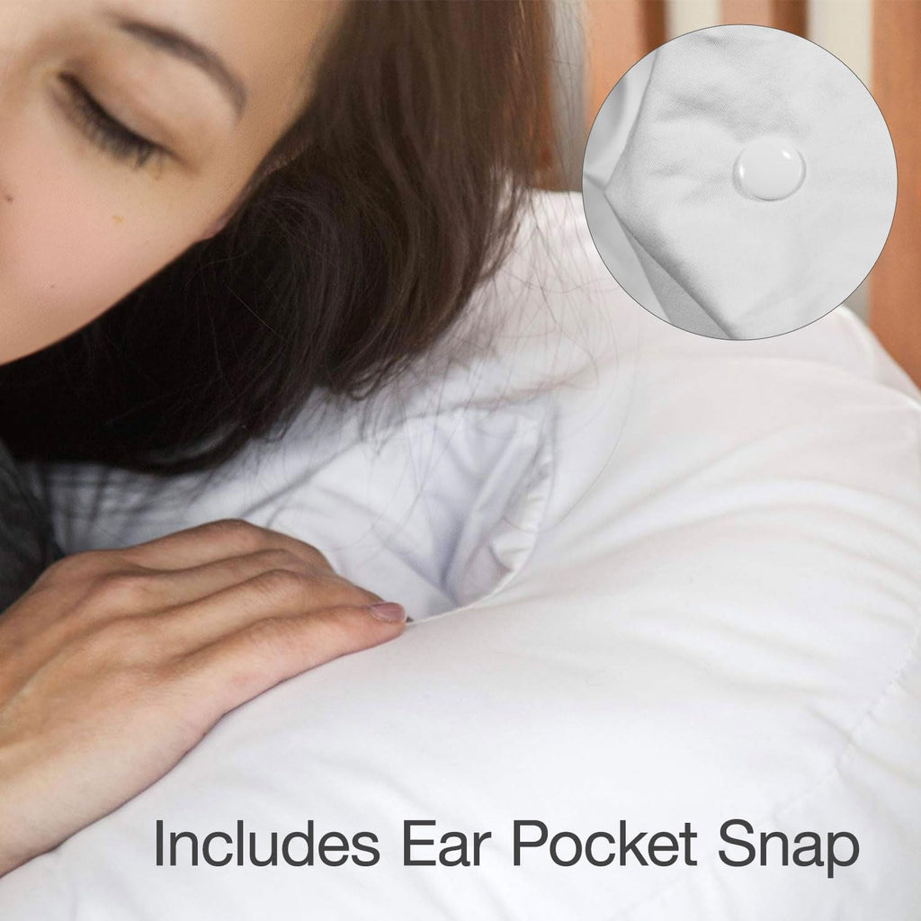 DMI Side Sleeper Pillow Pillowcase White Cotton Blend Zipper Snap Enclosure 17 x 14 x 5in