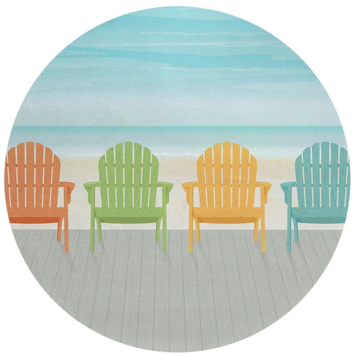 Harbor Ha1 Blue Coastal Rug Round 8' X 8'