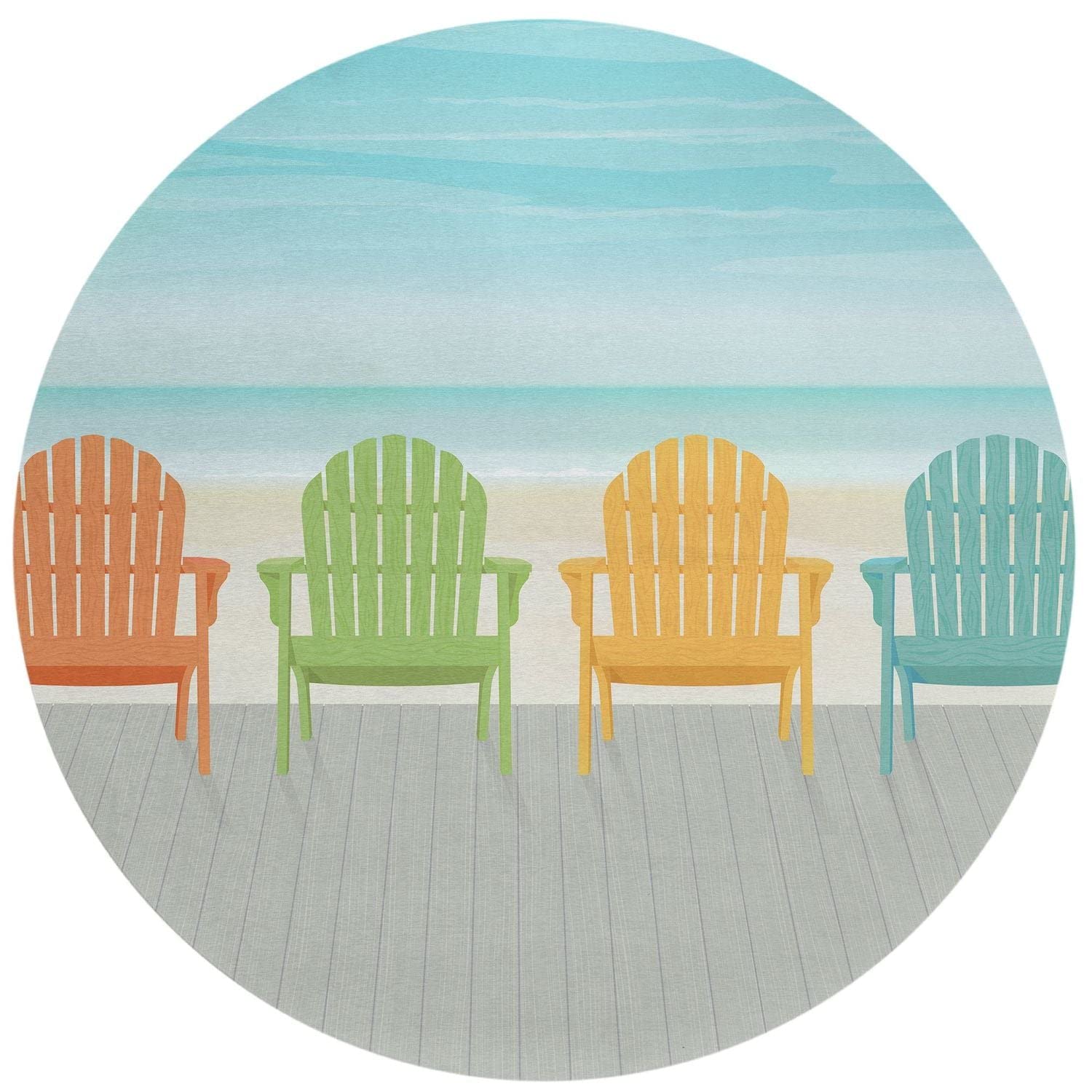 Harbor Ha1 Blue Coastal Rug Round 8' X 8'