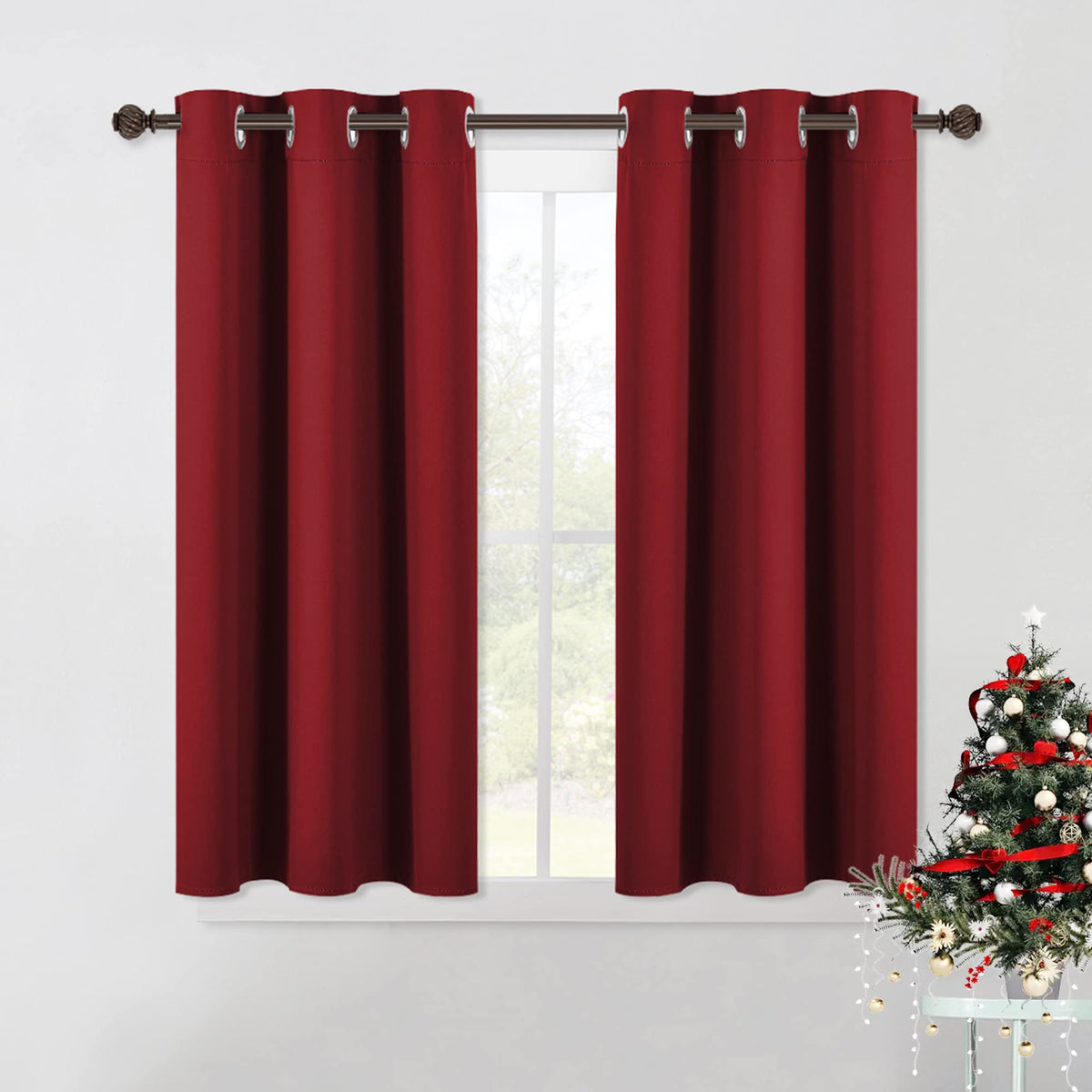 Nicetown Christmas Window Curtains Blackout Drapes, Thermal Insulated Solid Grommet Blackout Curtains/Draperies For Living Room