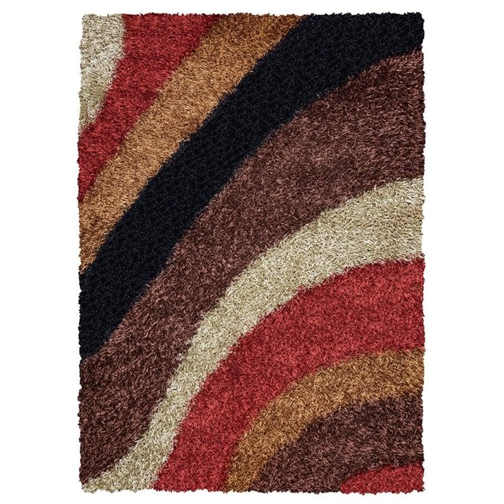 Rizzy Home | Km2322 | Kempton Collection | Polyester Area Rug | 8' X 10' | Multi/Red/Brown/Khaki/Camel/Black Stripe