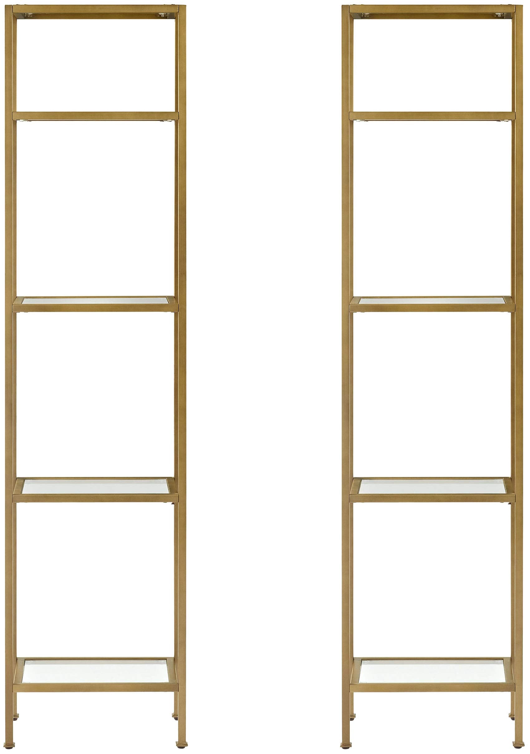 Crosley Furniture Aimee 2-Piece Bookshelf Set With Glass Shelves, Bookcase Storage, Gold And Glass