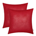 Brawarm Faux Leather Pillow Covers 18 X 18 Inches, Christmas Red Leather Pillow Covers Pack Of 2, Crocodile Leather Decorative T