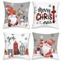 Bonhause Grey Merry Christmas Throw Pillow Covers 18 X 18 Inch Joy Gnomes Snowflakes Snowman Decorative Pillow Cases For Couch S