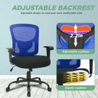 Bestoffice Big And Tall Office Chair 400Lbs Desk Chair Mesh Computer Chair With Lumbar Support Wide Seat Adjust Arms Rolling Swivel High Back Task Executive Ergonomic Chair For Home Office (Blue)