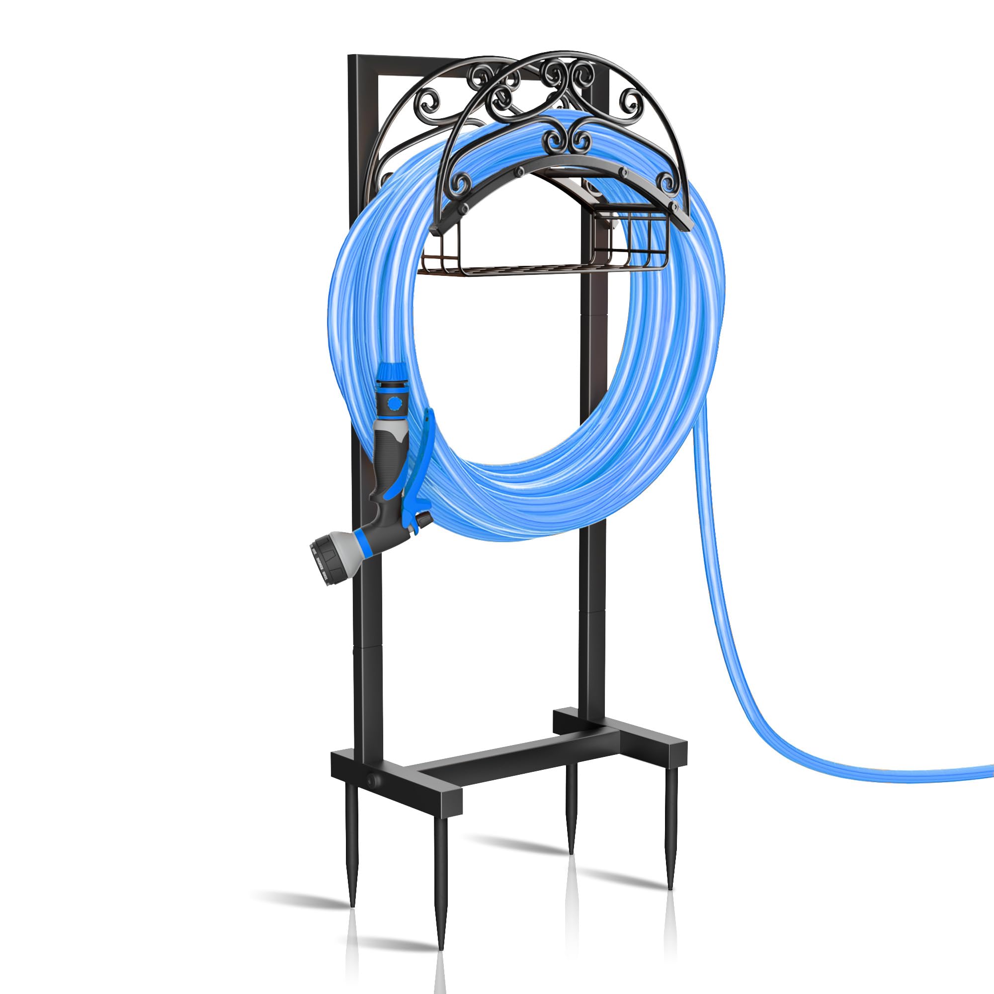 Gykoeaty Garden Hose Holder Freestanding, Heavy Duty Metal Water Hose Holder Holds 160-Feet Hose, Detachable Hose Storage Rack H