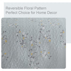 Exclusivo Mezcla Floral Quilt Set King Size, 3 Piece Soft Lightweight Flower Pattern Printed Light Blue Bedspreads Coverlet Bedd