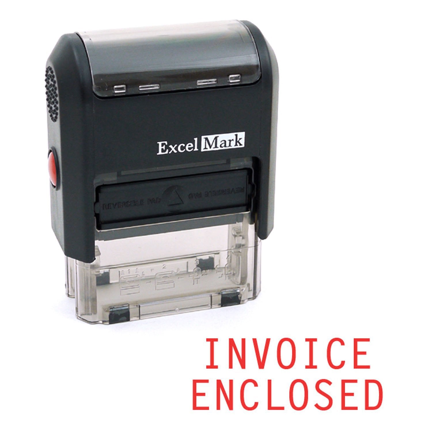 Invoice Enclosed Self Inking Rubber Stamp - Red Ink (Excelmark A1539)