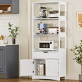 DICTAC Kitchen Pantry Storage Cabinets Freestanding Tall Bathroom Cabinet with Shelves and Drawer 64  H Sideboard Microwave Sp