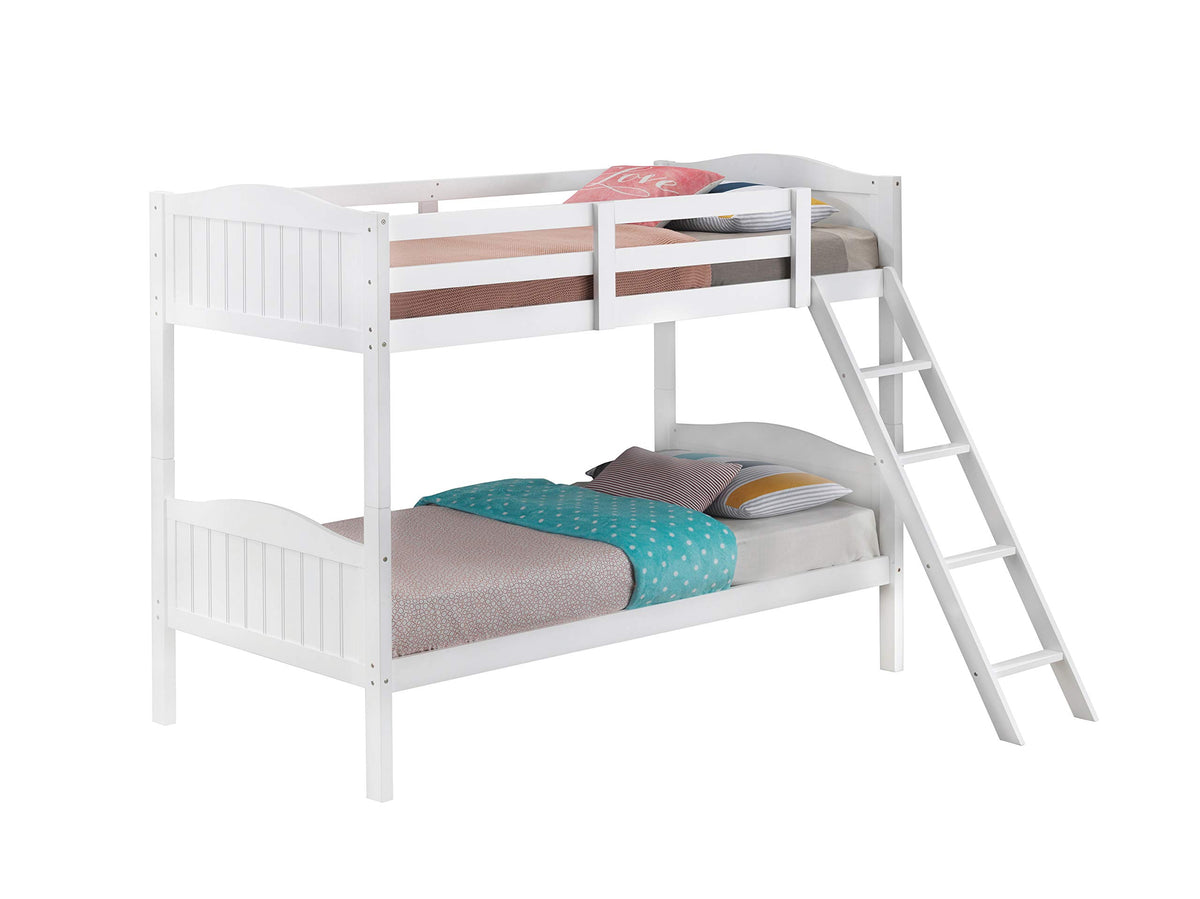 Coaster Home Furnishings Littleton Twin Over Twin Bunk Bed with Ladder White