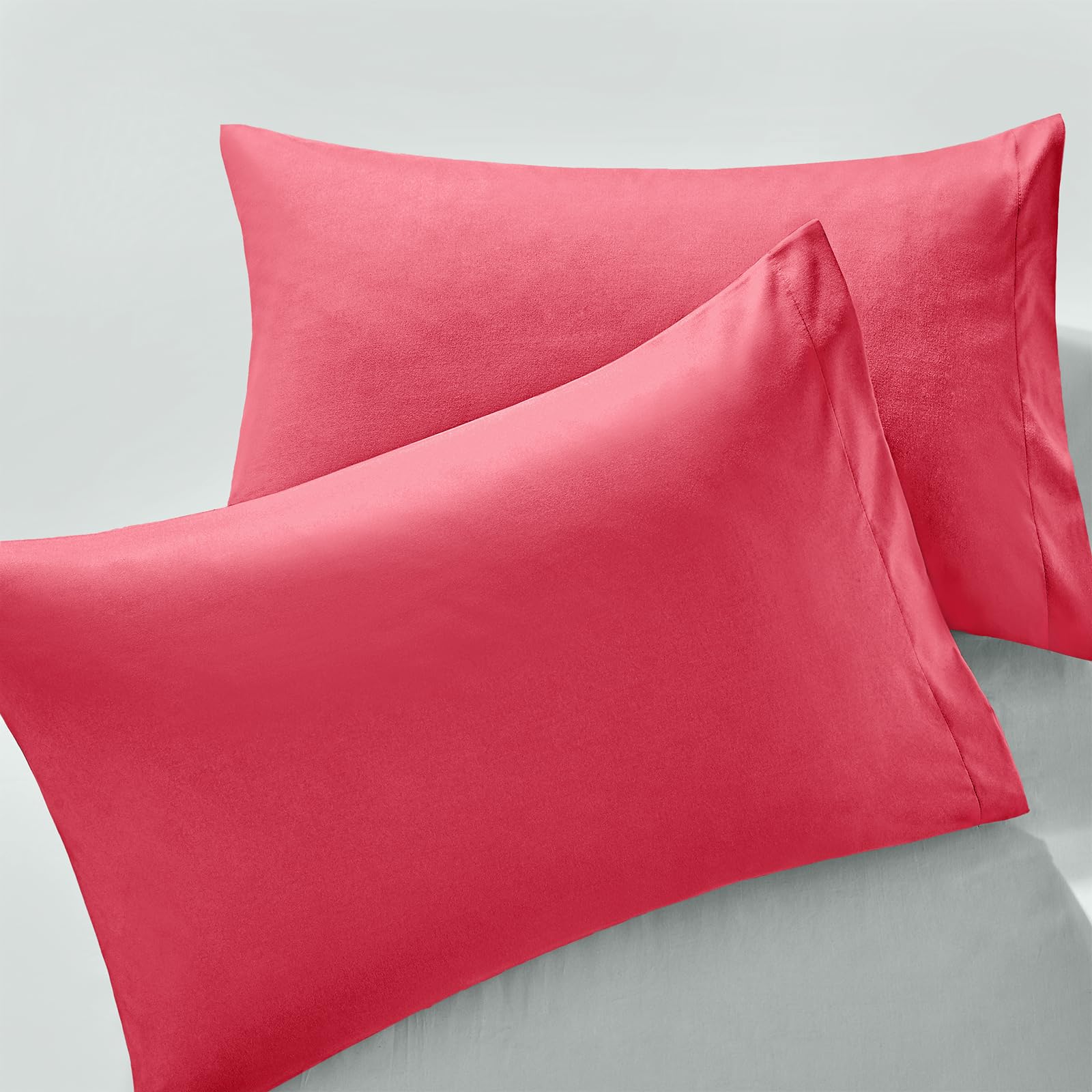 Milvowoc 2Pcs Brushed Microfiber Queen Pillowcases - 20 X 30 Inch, Hot Pink Pillow Case Set Non Slip Envelope Pillow Cover With