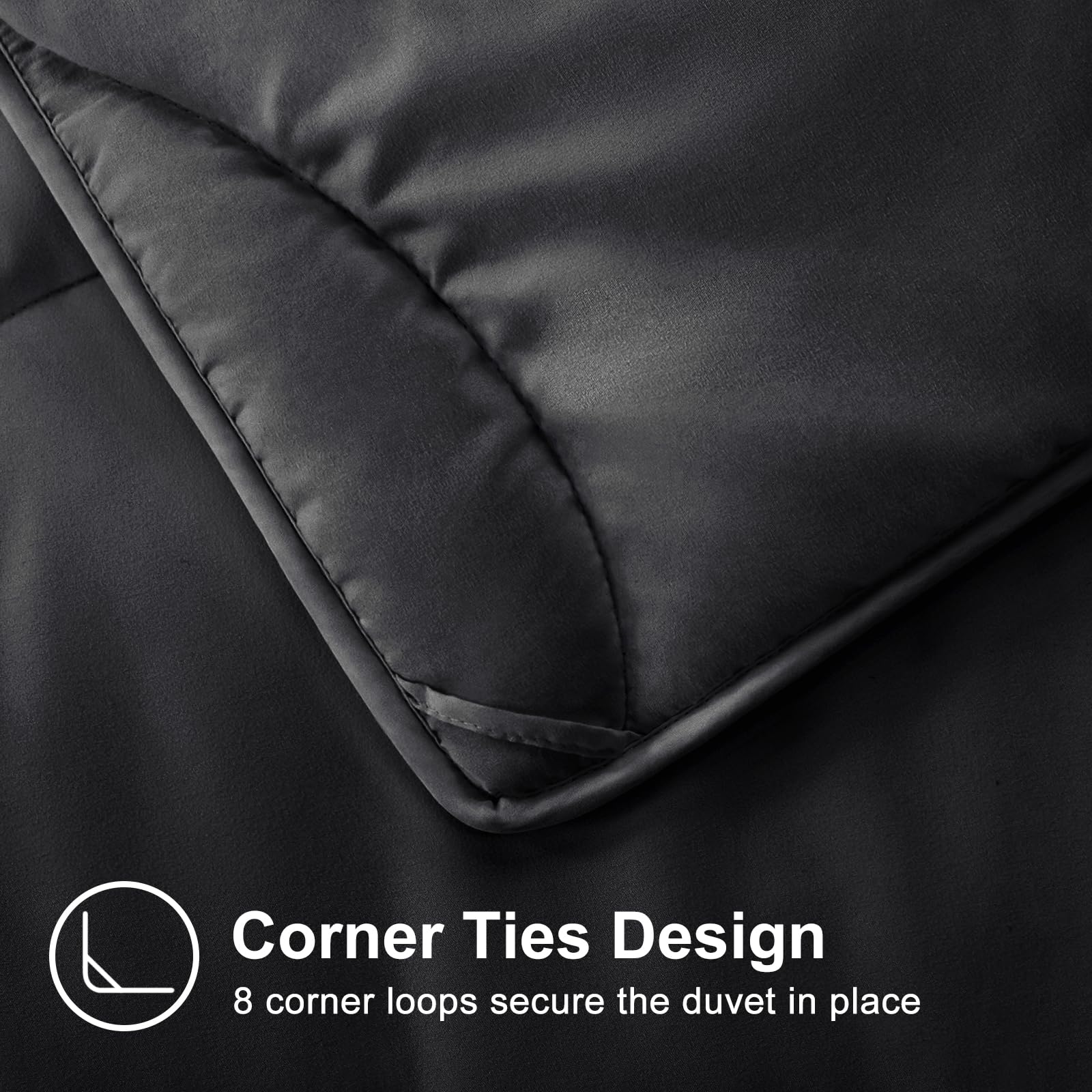 Meelus Lightweight Comforter Cooling Duvet Insert Black, All Season Breathable Queen Size Duvet, Soft Microfiber Summer Cool Dow