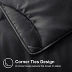 Meelus Lightweight Comforter Cooling Duvet Insert Black, All Season Breathable Queen Size Duvet, Soft Microfiber Summer Cool Dow