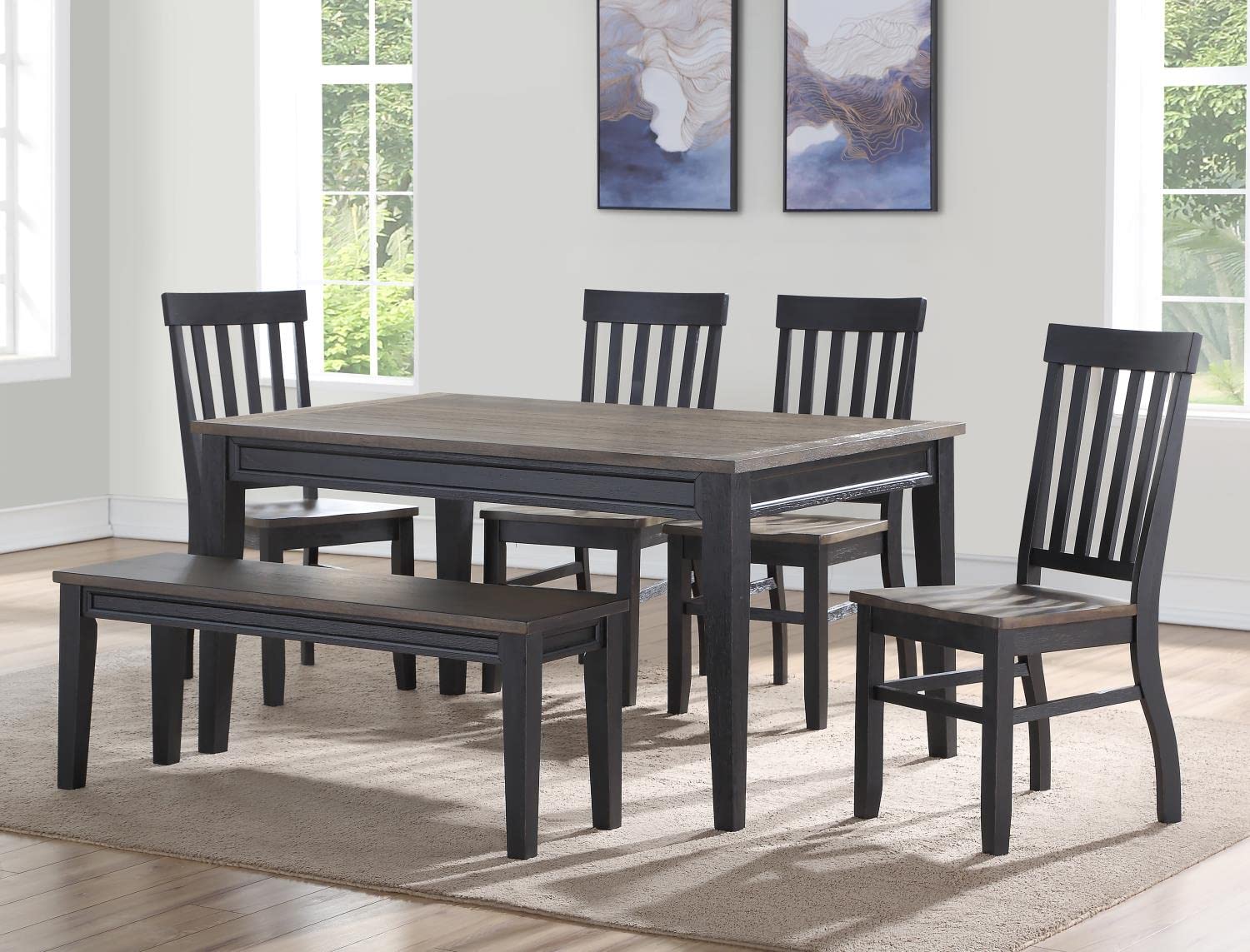 Steve Silver Raven Noir Two-Tone Ebony and Driftwood Side Chair (Set of 2)