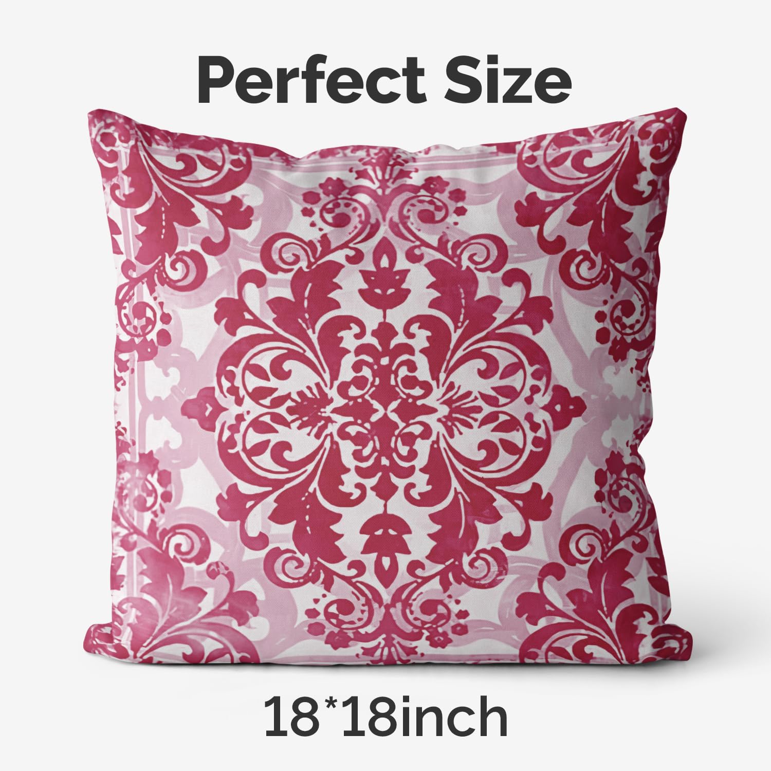 M-Qizi Red Throw Pillow Covers - Flannel Red Pillow Covers 18X18 Set Of 4, Decorative Red Pillow Covers, Chinoiserie Pillow Cove