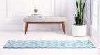 Unique Loom Trellis Frieze Collection Area Rug - Rounded (2' X 13' 1'' Runner, Light Blue/ Ivory)