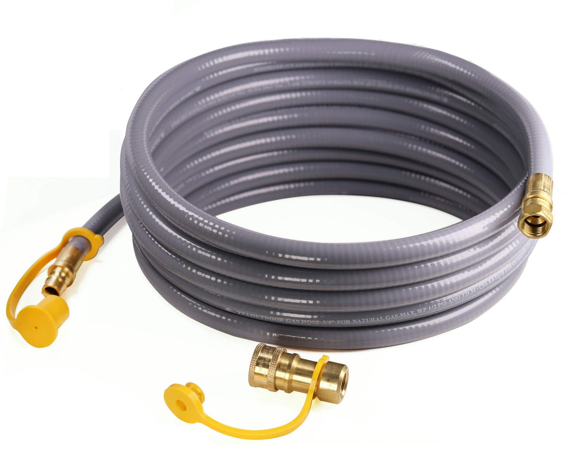 Dozyant 12 Feet 3/8 Inch Id Natural Gas Grill Hose With Quick Connect Propane Gas Hose Assembly For Low Pressure Appliance -3/8