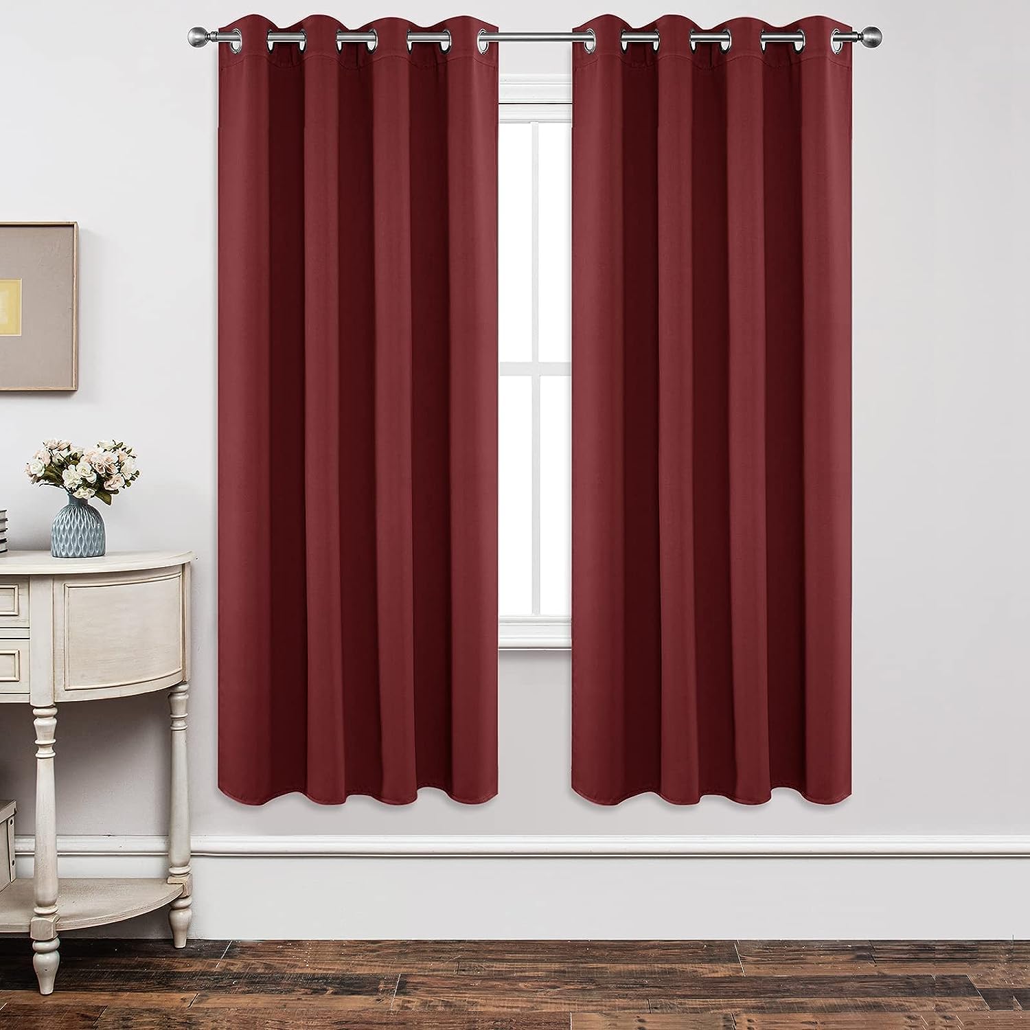 Joydeco Blackout Curtains 72 inches Long 2 Panels Set, Thermal Insulated Long Curtains 2 Burg, Room Darkening Grommet Curtains f