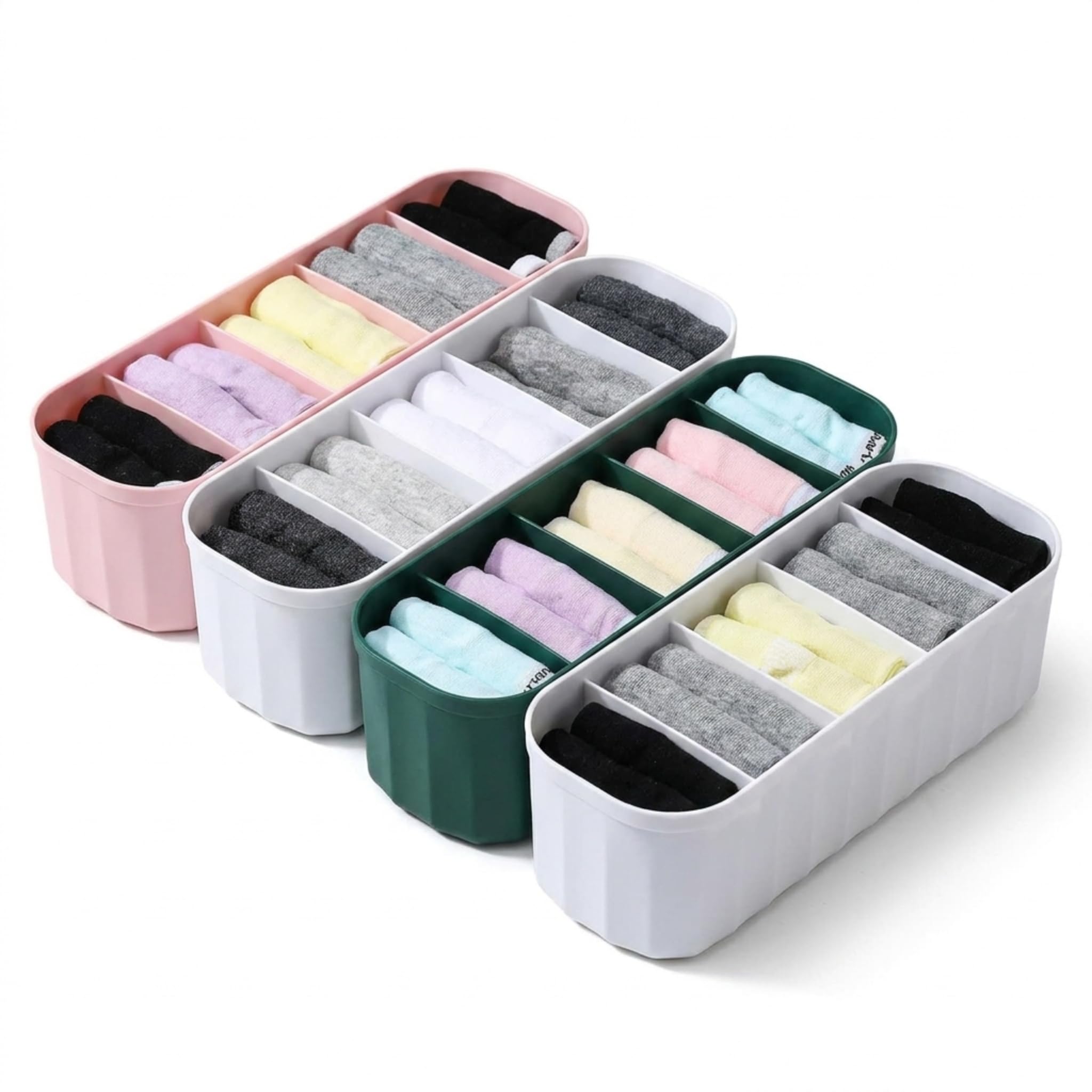 Pihudidas Clothes Organizer Set Of 4, Wardrobe Storage Box & Drawer Organizer For Clothes, Underwear, Socks & Ties, Foldable Fab
