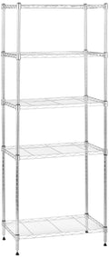 Amazon Basics 5-Shelf Adjustable Steel Storage Shelving Unit, 200 lb Capacity per Shelf, 23.2 x 13.4 x 60 inches, Chrome