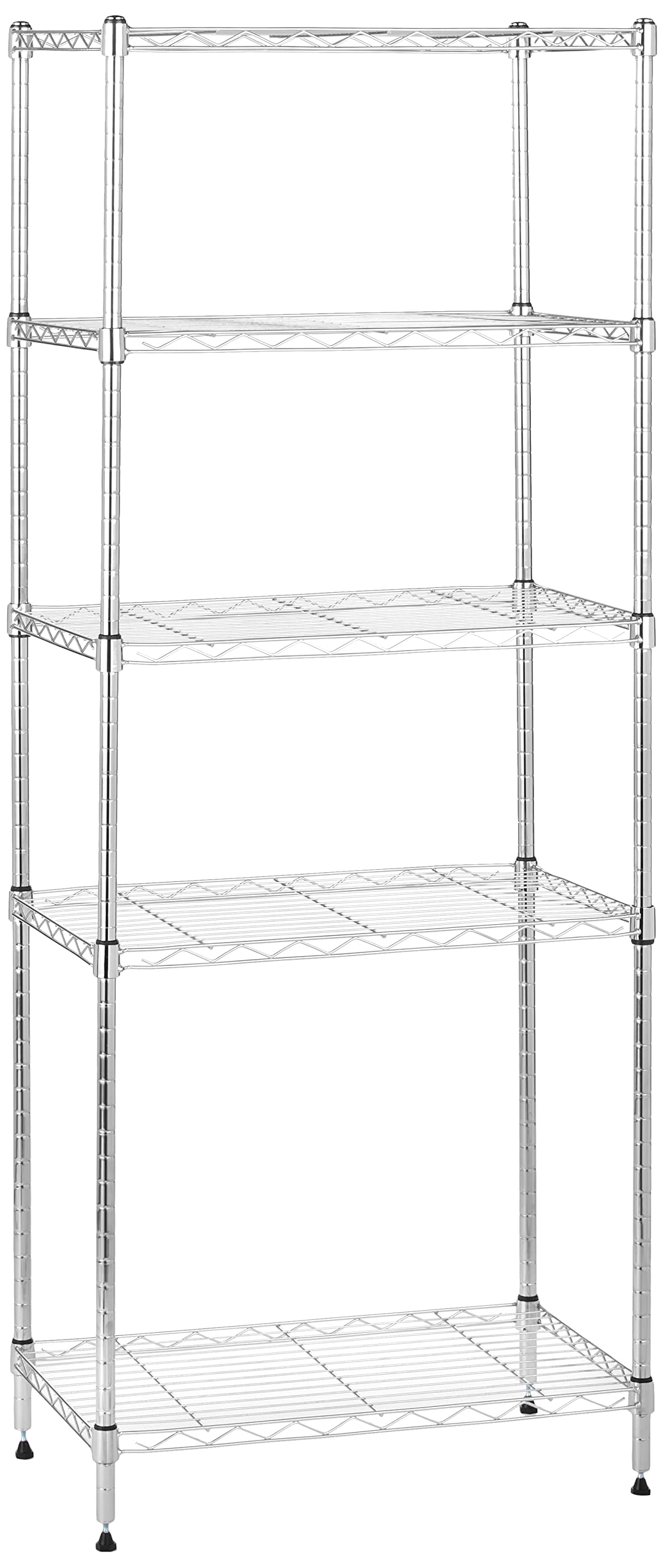 Amazon Basics 5-Shelf Adjustable Steel Storage Shelving Unit, 200 lb Capacity per Shelf, 23.2 x 13.4 x 60 inches, Chrome