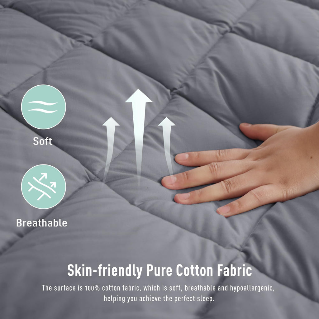 Homtec Queen Size Mattress Pad Cotton Top Mattress Cover Quilted Fitted Mattress Protector With 18-22'' Deep Pocket Down Alterna