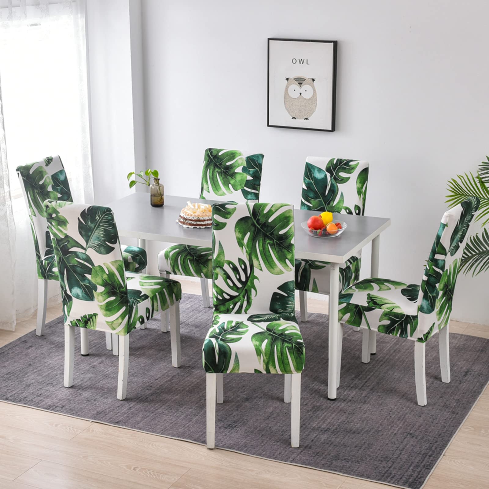 Hzdhclh Chair Covers For Dining Room Set Of 4,Stretch Spandex Green Parsons Chair Slipcover 4 Pack,Washable Anti-Dust Chair Seat