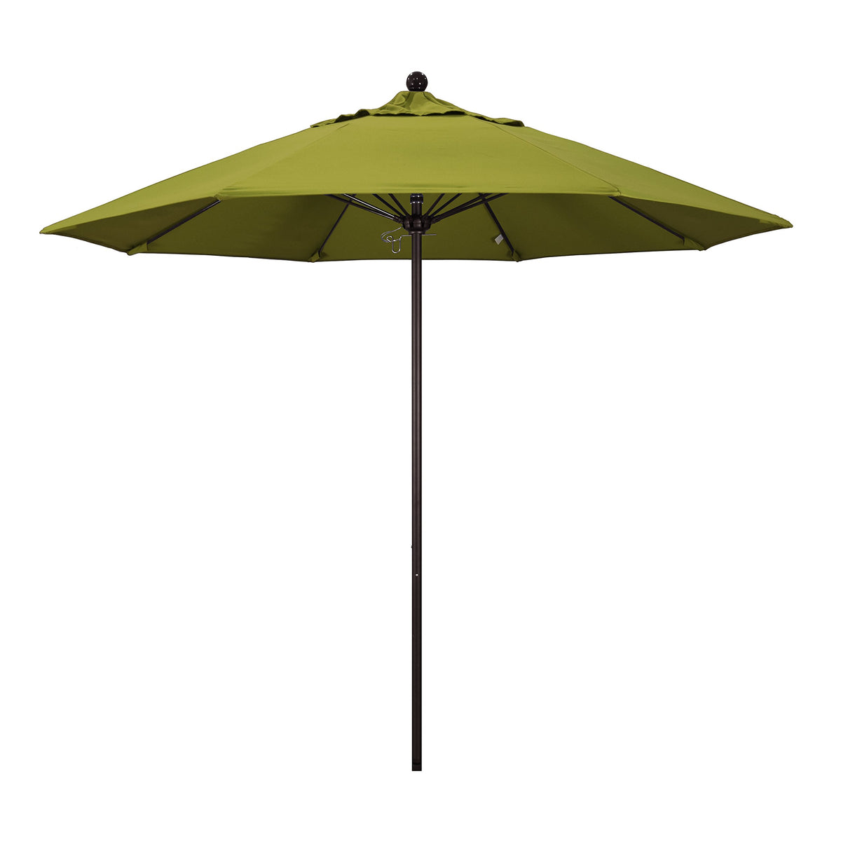 California Umbrella 9' Round Aluminum/Fiberglass Umbrella, Push Open, Bronze Pole, Pacifica Ginkgo Fabric