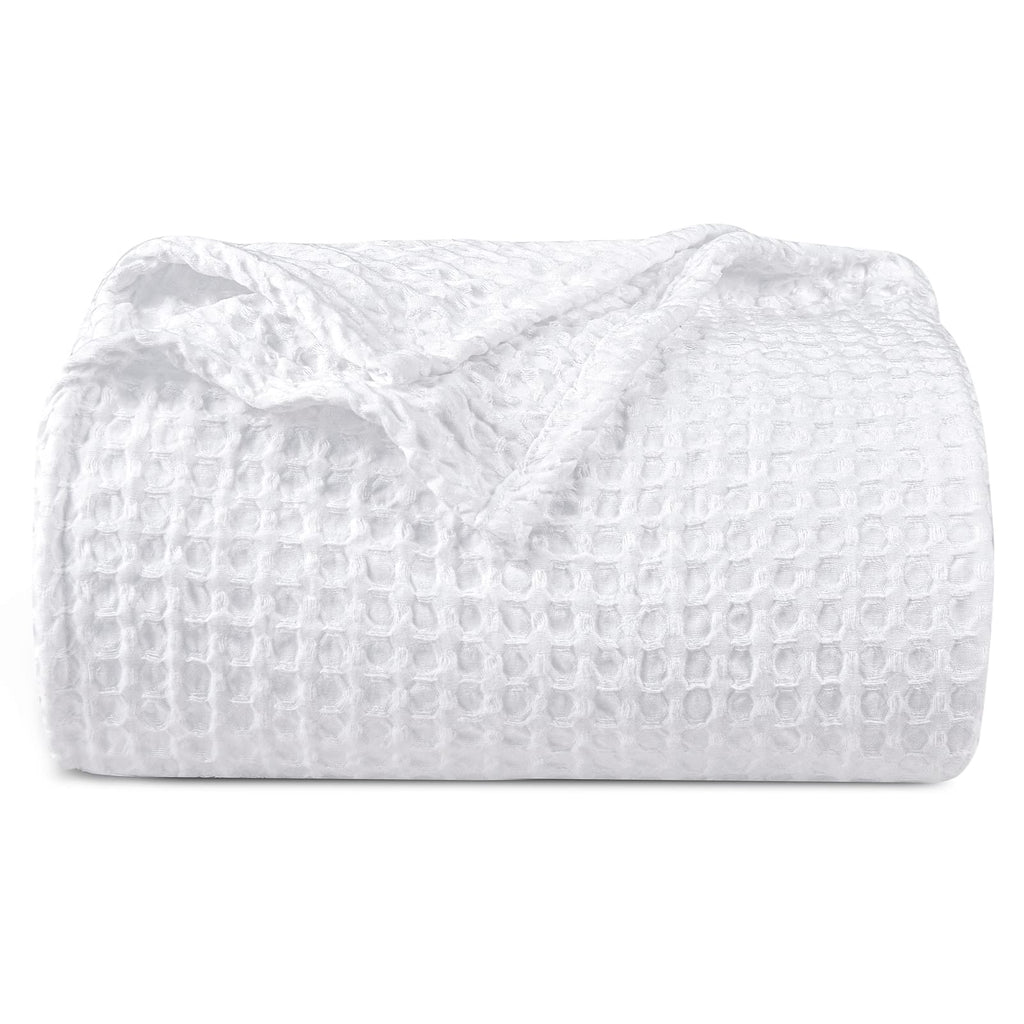Phf Ultra Soft Waffle Weave Blanket Queen Size 90'X 90'- Washed Lightweight Breathable Cozy Woven Blanket For Bed - Aesthetic Decor For Couch Bedding Sofa Home Car - White