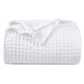 Phf Ultra Soft Waffle Weave Blanket Queen Size 90'X 90'- Washed Lightweight Breathable Cozy Woven Blanket For Bed - Aesthetic Decor For Couch Bedding Sofa Home Car - White