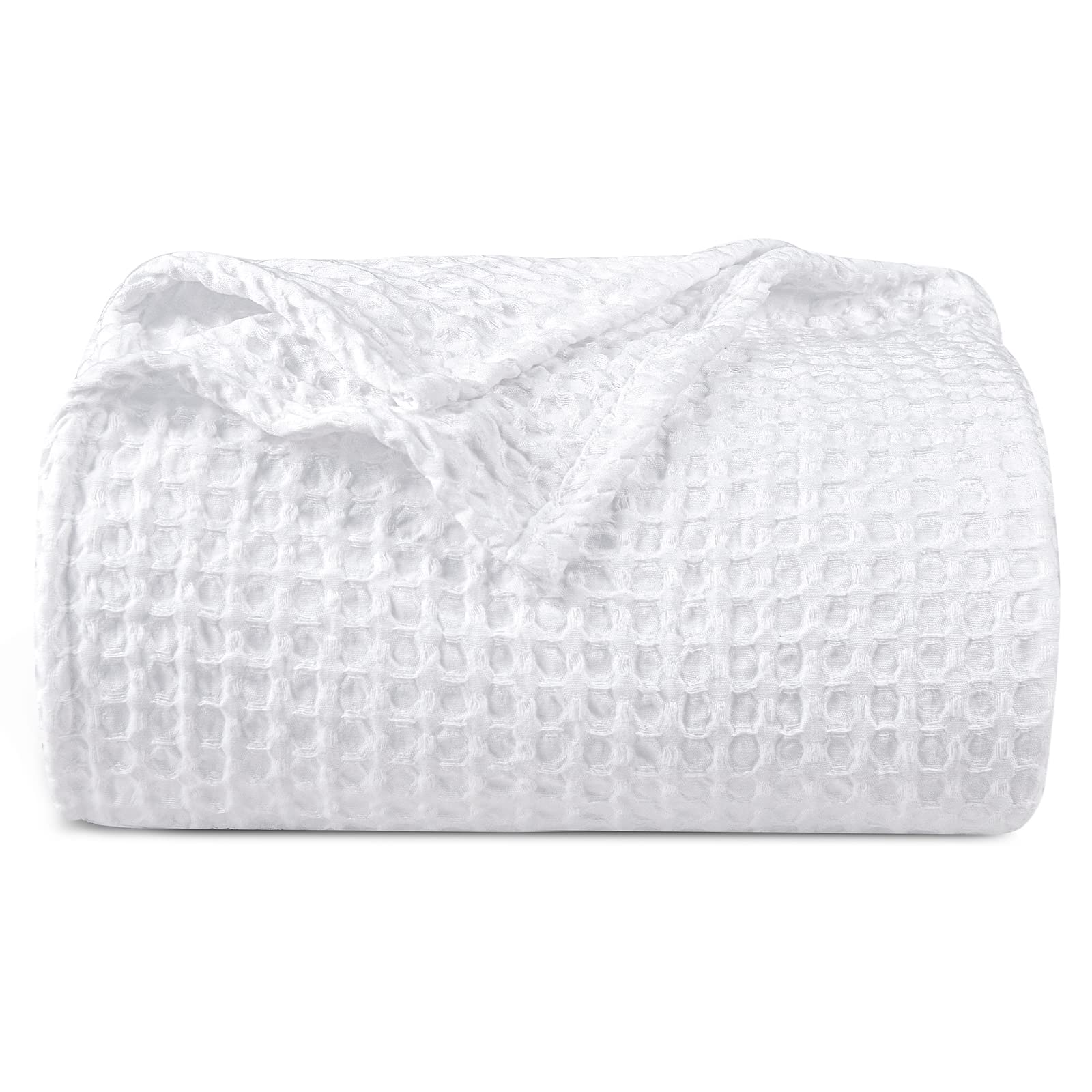Phf Ultra Soft Waffle Weave Blanket Queen Size 90'X 90'- Washed Lightweight Breathable Cozy Woven Blanket For Bed - Aesthetic Decor For Couch Bedding Sofa Home Car - White