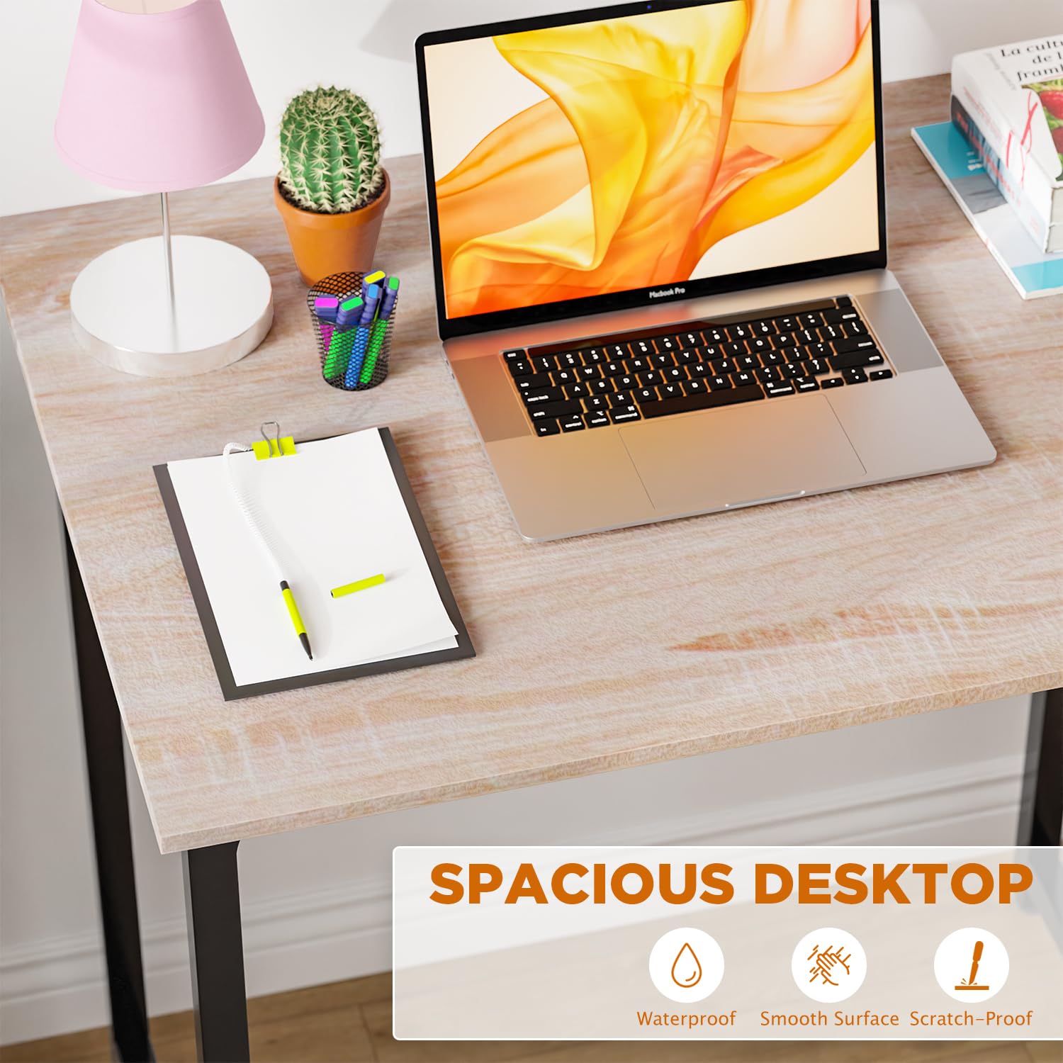 Paylesshere 32/39/47 Inch Computer Desk Study Writing Table, Adjustable Feet, Modern Furniture For Home Office (1, Nature, 32 Inch)