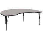 Flash Furniture Kidney Shaped Activity Table With Thick High Pressure Laminate Top And Height Adjustable Pre School Legs, 96"D X 48"W X 25.25"H, Gray