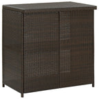 vidaXL Outdoor 3 Piece Bar Set - PE Rattan, Steel Frame, Comfortable Seating with Footrest and Washable Cushion Covers, Ample Storage Shelves - Stylish Brown Bar Set for Patio or Garden